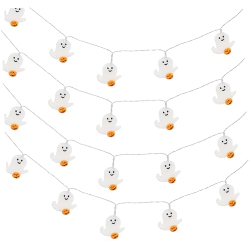 Lurrose LED Halloween Lichterkette Leds mit Kürbis und Geist Design Batteriebetrieben Halloween Deko für Party Innenbereich Gruselige Atmosphäre Vielseitig Einsetzbar von Lurrose