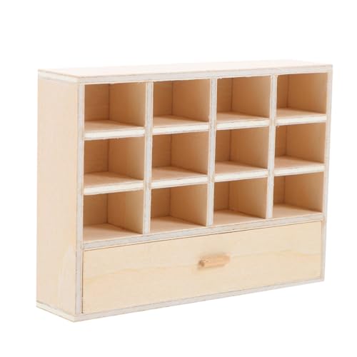 Lurrose Mini Schrank Holz für Puppenhaus Fach Schubladen Organizer Elegantes Design DIY Freundlich zur Dekoration und Effizienten Aufbewahrung von Miniaturgegenständen von Lurrose