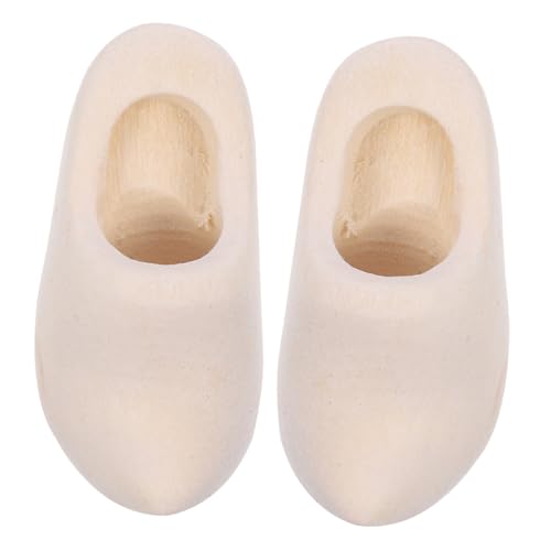 Lurrose Miniatur Holländische Holzschuhe Bastel-schlüsselanhänger Weiß Unbehandeltes Holz Clogs Puppenhaus Accessoire 4cm von Lurrose
