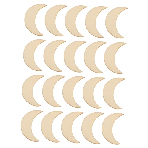Lurrose Mondförmige Holzspäne 20 Stück Unvollendete Dekorative Scheiben Wandbehang Ornament Bastelbedarf von Lurrose