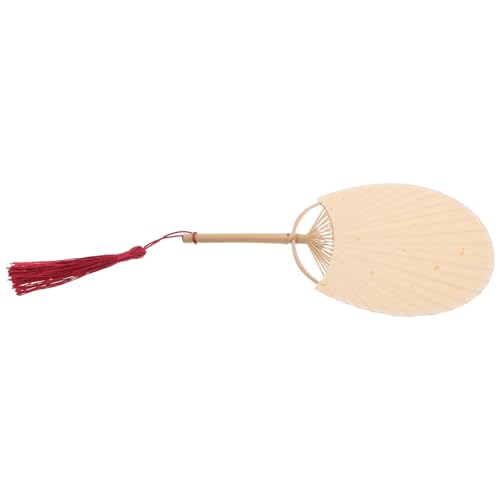 Lurrose Paddelfächer, Sommer-Bambus-Handpapier mit langem Griff und Quaste, dekorativ, chinesisch, für Zuhause, Schreibtisch, Ornament, Hochzeit und Partyzubehör, Beige Lurrose Paddelfächer, Sommer-Bambus-Handpapier mit langem Griff und Quaste, dekorativ, chinesisch, für Zuhause, Schreibtisch, Ornament, Hochzeit und Partyzubehör, Beige von Lurrose