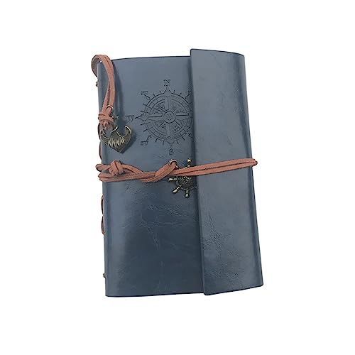 Lurrose Retro Notizbuch mit Piratenanker und Kompass Muster PU Leder Cover Lose Blattbindung Blanko Reisejournal und Tagebuch Handliches Notizheft in Blau als von Lurrose