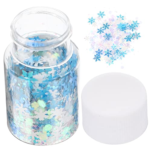 Lurrose Schneeflocken Dekorationsset aus Resin Flaschen Diy Glitzer Pailletten für Handyhüllen Bastelprojekte und Epoxidharz Dekorationen Gemischte Schneeflocken Sequins von Lurrose