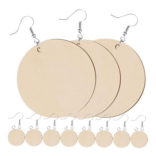 Lurrose Teiliges Holzohrring Set mit Blanko Anhängern Leichte Hautfreundliche DIY Ohrringe Robuste Materialien Vielseitige Dekorative Holzanhänger für Kreative Schmuckherstellung von Lurrose