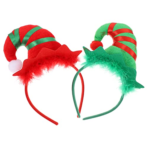 Lurrose Weihnachts-Elfenhut, Weihnachtszubehör, Stirnbänder für Erwachsene, Kinder, Foto-Requisiten, 2 Stück von Lurrose