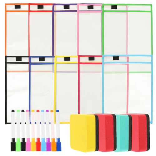 Lurrose Wiederverwendbare Dry Erase Dokumententaschen mit Stifthalter und Metallöse Transparente Strapazierfähige Schreibfolien für Schule Büro und Tägliche Ablage Zufällige Farbe Lurrose Wiederverwendbare Dry Erase Dokumententaschen mit Stifthalter und Metallöse Transparente Strapazierfähige Schreibfolien für Schule Büro und Tägliche Ablage Zufällige Farbe von Lurrose