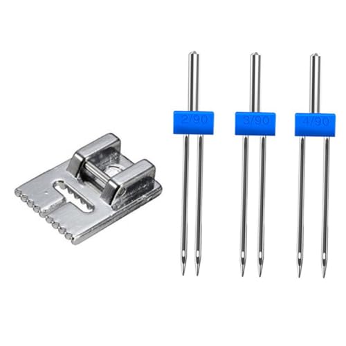 Lurrose Zwillingsnadel Nähmaschinennadeln Metall Haushaltsnähmaschine Zubehör Twin Stretch Kompatibel mit Flachkolben Nähfuß für Dekoratives Nähen von Lurrose