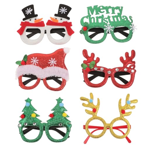 Weihnachtsgläser Rahmen Glitter Party Brille Weihnachtskostü Gläser Für Weihnachten Partys Urlaub 6 Stücke Weihnachtsgläser Rahmen Glitter Party Brille Weihnachtskostü Gläser Für Weihnachten Partys Urlaub 6 Stücke von Lurrose