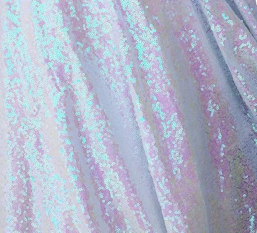 3 mm Pailletten-Stoff, 2-Wege-Stretch-Fischschuppen, mehrfarbig, Material für Karneval, Bastelarbeiten, 130 cm breit (1 Meter, irisierendes Rosa) von LushFabric