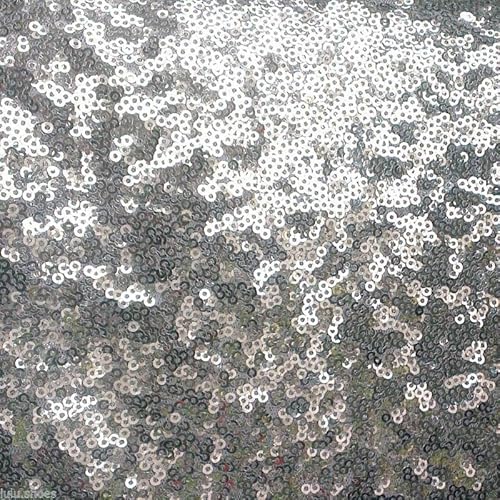 3 mm Pailletten-Stoff, 2-Wege-Stretch-Fischschuppen, mehrfarbig, Material für Karneval, Basteln – 130 cm breit (1 Meter, Silber) von LushFabric