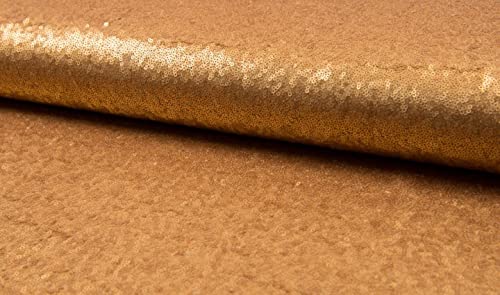 3 mm Pailletten-Stoff, 2-Wege-Stretch-Fischschuppen, mehrfarbig, Material für Karneval, Basteln – 130 cm breit (1 Meter, mattes Gold) von LushFabric