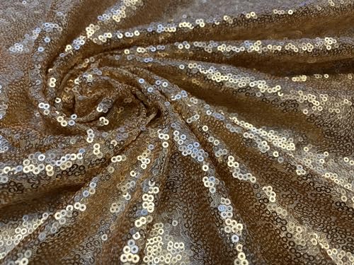 3 mm Pailletten-Stoff, 2-Wege-Stretch-Fischschuppen, mehrfarbig, Material für Karneval, Basteln – 130 cm breit (1 Meter, Gold) von LushFabric