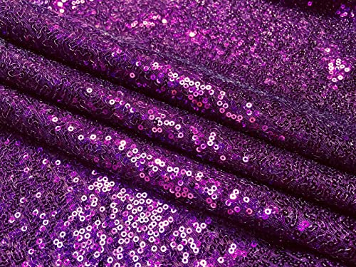 3 mm Paillettenstoff, 2-Wege-Stretch, Fischschuppen, mehrfarbiges Material für Karnevals-Bastelarbeiten, 130 cm breit (1 m, lila) von LushFabric