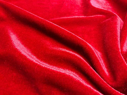 Deko-Samtstoff, weich, stark, dehnbar, Veloursmaterial – Heimdekoration, Vorhänge, Polstermöbel, Kleid – 160 cm breit (Meterware), Samt Polyester, rot, 1 METRE von LushFabric