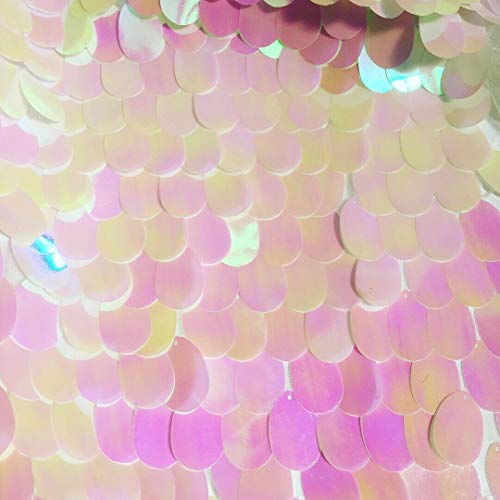 Jumbo-Paillettenstoff, Tropfenform, Pailletten, Stretch-Material für Hochzeit, Vorhänge, Kulissen, Dekoration, 130 cm breit, glitzernd, schillerndes Pink (Meterware) von LushFabric