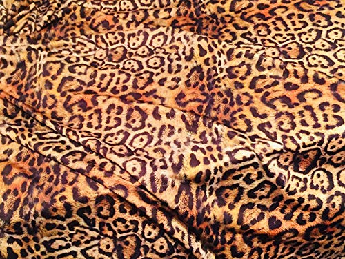 Lycra-Stoff mit Leopardenmuster, 4-Wege-Stretch-Polyester-Jersey-Material für Bikini, Kleiderherstellung, 175 cm extra breit (1 Meter) von LushFabric