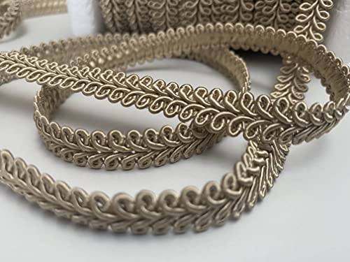Viskose-Flechtkordel, Textilbordüre, Heimdekoration, Kissen, Vorhänge, Kantenverkleidung, Polstermöbel, 10 mm breit, jede Länge (Meterware) (Beige) von LushFabric