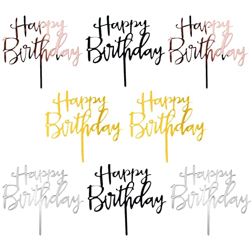 Lushly 8 Stück Happy Birthday Tortendeko, Cake Topper, Glitter Torten Topper Geburtstag, Tortenstecker Geburtstag, Acryl für Geburtstag Babyparty Jubiläen (4 Farben) von Lushly