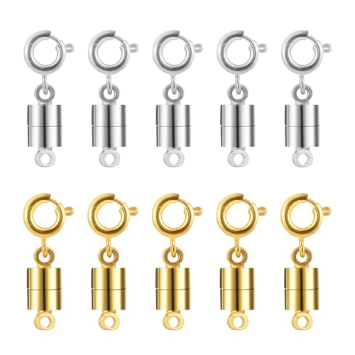 10 Stück Gold Silber Magnetische Verschlüsse Ketten Magnet Schmuck Verschlüsse Magnet Karabinerverschluss Armbandverschlüsse Kettenverschluss Schmuckverschluss für Schmuck Machen von Lusofie