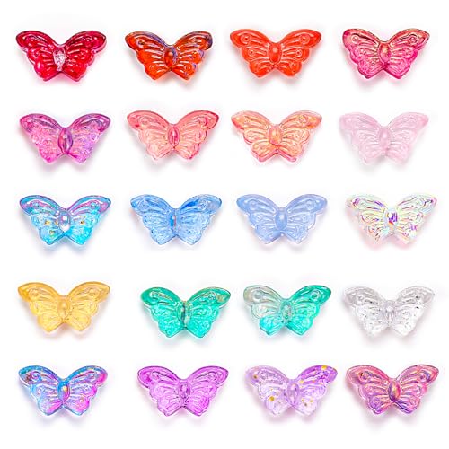 100 Stück Kristall Schmetterlingsperlen Gemischte Klare Glasperlen Schmetterlings Perlen für Armbänder Abstandshalterperlen Bastelperlen zum Auffädeln Geeignet für Armbänder Ohrringe Schmuck DIY von Lusofie