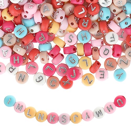 1000 Stück Buchstabenperlen A-Z Bunte Buchstabenperlen 7 mm Acrylperlen Perlen zum Auffädeln für Armbänder Halsketten Schmuck DIY Herstellung(Farbe Silber) von Lusofie