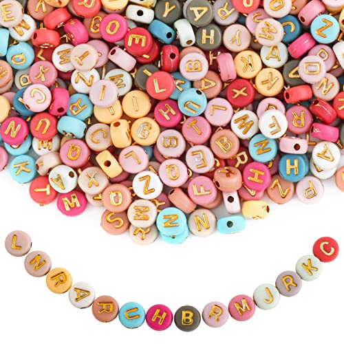 1000 Stück Buchstabenperlen bunte A-Z Buchstabenperlen 7 mm Acrylperlen Perlen zum Auffädeln für Armbänder Halsketten Schmuck DIY Herstellung von Lusofie