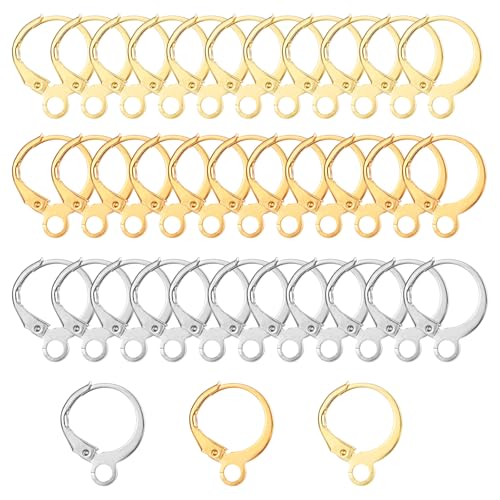 150 Stück Brisur Ohrringen Runden Hypoallergene Creolen Silber Edelstahl-Klappverschluss Biegeringen Für Diy-Ohrringherstellung Schmuckherstellung (Silber & Gold & Kc-Gold) von Lusofie