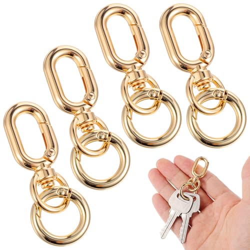 2 Stück goldener Schlüsselanhänger-Clip, doppelte Öffnung, Drehverschluss, Zinklegierung, goldener Schlüsselanhänger, flexible Schlüsselanhänger-Haken, Feder-Karabinerhaken für Camping, Wandern 2 Stück goldener Schlüsselanhänger-Clip, doppelte Öffnung, Drehverschluss, Zinklegierung, goldener Schlüsselanhänger, flexible Schlüsselanhänger-Haken, Feder-Karabinerhaken für Camping, Wandern von Lusofie