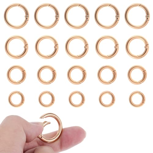 20 Stück Rund Karabiner 20/25/28/33 mm O-Ring Legierung Karabiner Gold Federspaltringe Klein Schlüsselring für Bastelarbeiten DIY Taschenringe Handwerk Machen Zubehör von Lusofie