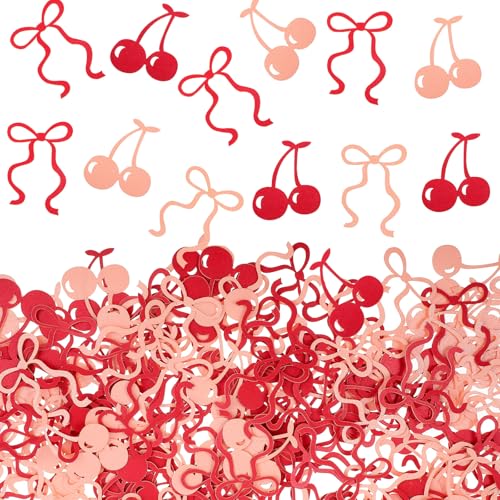 200 Stück rote Kirsch-Konfetti und rosa Schleifen, Party-Dekoration, exquisite Kirschschleife, Konfetti für Tischdekoration, Geburtstag, Babyparty, Party, Hochzeit, Verlobung, Party, Tischdekorationen 200 Stück rote Kirsch-Konfetti und rosa Schleifen, Party-Dekoration, exquisite Kirschschleife, Konfetti für Tischdekoration, Geburtstag, Babyparty, Party, Hochzeit, Verlobung, Party, Tischdekorationen von Lusofie