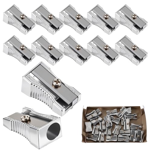 24 Stück Metall-Bleistiftspitzer, Handspitzer mit einem Loch, Aluminiumlegierung, manueller Mini-Spitzer für Schulen, Büros, Kunst, Klassenzimmer 24 Stück Metall-Bleistiftspitzer, Handspitzer mit einem Loch, Aluminiumlegierung, manueller Mini-Spitzer für Schulen, Büros, Kunst, Klassenzimmer von Lusofie