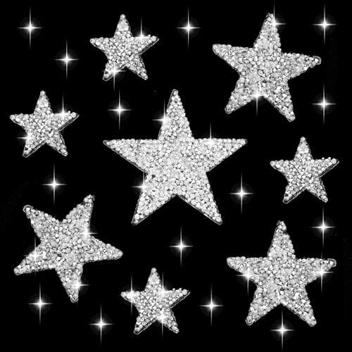 24 Stück Strass Flicken zum Aufbügeln Bügelbilder Stern Patches Aufbügeln Glitzer Stern Bügelbilder für Textilien Bügelflicken Patches für Kleidung Kleid Hosen Jeans Hüte Taschen von Lusofie