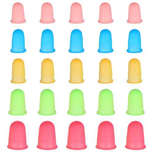 25 Stück Fingerlinge Silikon 3 Farben 3 Größen Fingerspitzen Gummi Fingerhülsen Fingerschutz Rutschfeste Verbrühungs Fingerkappe Finger Sleeves Fingerhüte Für blattwender Sticken Geldzählen Basteln von Lusofie