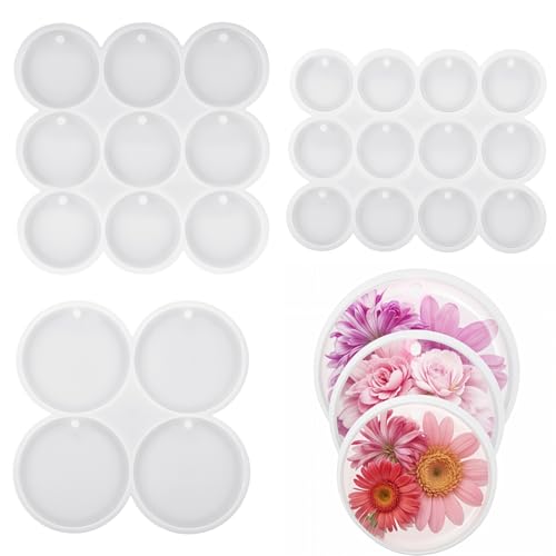 3 Stück Epoxidharz Silikonformen Harz Formen Set Runde Silikon Form Schmuck Silicone Mold Mit 25 Hohlräumen Formen Mit Löchern Für Harz Für Diy Harzguss Ohrringe Anhänger Schlüsselanhänger(3 Stil) 3 Stück Epoxidharz Silikonformen Harz Formen Set Runde Silikon Form Schmuck Silicone Mold Mit 25 Hohlräumen Formen Mit Löchern Für Harz Für Diy Harzguss Ohrringe Anhänger Schlüsselanhänger(3 Stil) von Lusofie