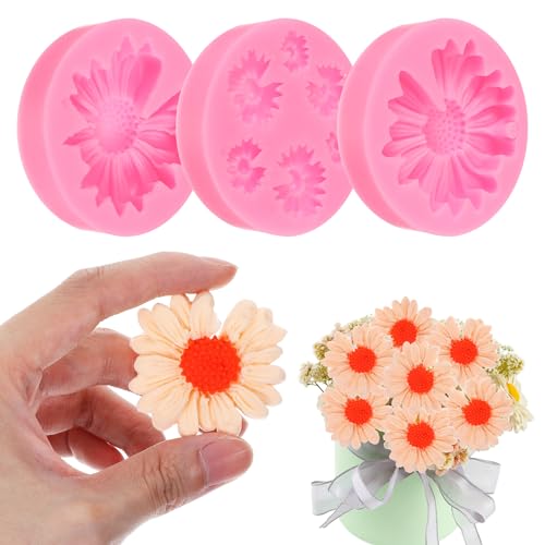 3 Stück Gießformen Silikon Blumenformen-Set 3D Giessformen Silikonformen Blumen Silikonform Schokoladen Form Kerzen Bonbon Gummi Polymer Ton Formen Zum Diy Backen Und Basteln von Lusofie
