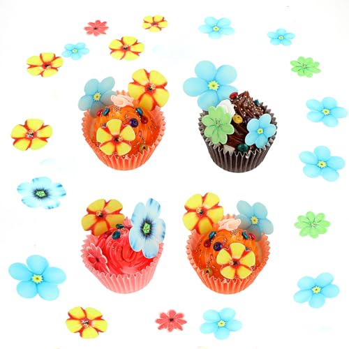 30 Stück Esspapier Blüten Essbare Tortendeko Blumen Essbar Cupcake Deko Blüten Kuchendeko Topper Bunte Edible Flowers Oblatenpapier Ideal Zum Hochzeit Geburtstag Babyparty von Lusofie