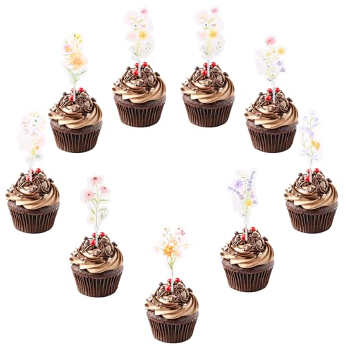 36 Stück Wildblumen Cupcake Topper Wild Flowers Tortendeko Geburtstag Blumen Deko Torte Mädchen Babyparty Kuchentoppers Junge Ästhetik Muffin Deko Für Happy Birthday Hochzeit Taufe Babyshower von Lusofie
