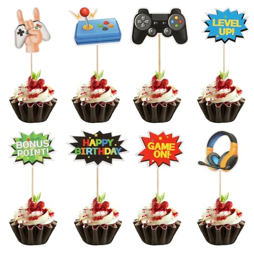 40 Stück Tortendeko Junge Videospiele Torten Deko Tortendeko Gamer 8 Stile Geburtstag Cupcake Topper“Happy Birthday”Kuchen Deko Video Gaming Spiel für Kinder Party Dekoration 40 Stück Tortendeko Junge Videospiele Torten Deko Tortendeko Gamer 8 Stile Geburtstag Cupcake Topper“Happy Birthday”Kuchen Deko Video Gaming Spiel für Kinder Party Dekoration von Lusofie