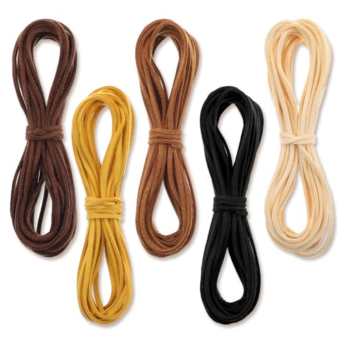 5 Stück Lederband Für Ketten 3mm X 5m Lederschnur Wildlederschnur Flache Lederschnur Zum Basteln Handgefertigte Wildlederkordel Wildlederschnüre Für DIY Bastelarbeiten Schmuck Halsketten Armbänder von Lusofie