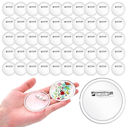 50 Stück Buttons Anstecker Transparente Acryl Knopfnadeln Buttons Selber Machen ohne Buttonmaschine 37 mm Abzeichen Werkzeuge Kleidung Rucksack Sicherheitsnadeln Fotos Basteln DIY Zubehör von Lusofie