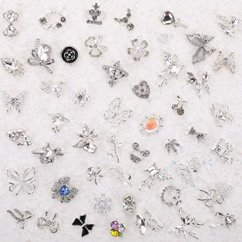 50 Stück Silber 3D Nail Charms Luxus Nagel Edelsteine Y2k Nagel Strass Anhänger Legierung Strasssteine Nagel Schmuck Schmetterling Schleife Blume Perle Nagel-Edelsteine FüR Nail Art DIY 50 Stück Silber 3D Nail Charms Luxus Nagel Edelsteine Y2k Nagel Strass Anhänger Legierung Strasssteine Nagel Schmuck Schmetterling Schleife Blume Perle Nagel-Edelsteine FüR Nail Art DIY von Lusofie