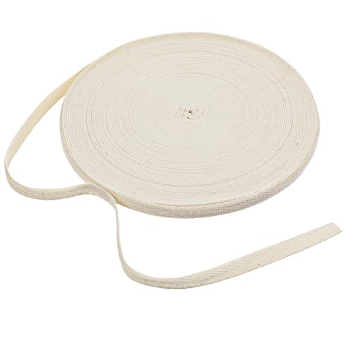 50m Schrägband Baumwolle 10mm Breite Baumwollband, Nahtband, Stoffband,Köperband,Gurtband,Webband, Einfassband,Saumband zum Nähen, für Handwerk Stricken Schneidern (Beige) von Lusofie