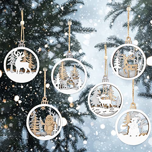 6 Stück Holz Weihnachts Anhänger 3 Stöckiger Weihnachts Baumschmuck Anhänger mit Juteseil Schneemann Elch Weihnachtsschmuck Holzhandwerk 6 Stück Holz Weihnachts Anhänger 3 Stöckiger Weihnachts Baumschmuck Anhänger mit Juteseil Schneemann Elch Weihnachtsschmuck Holzhandwerk von Lusofie