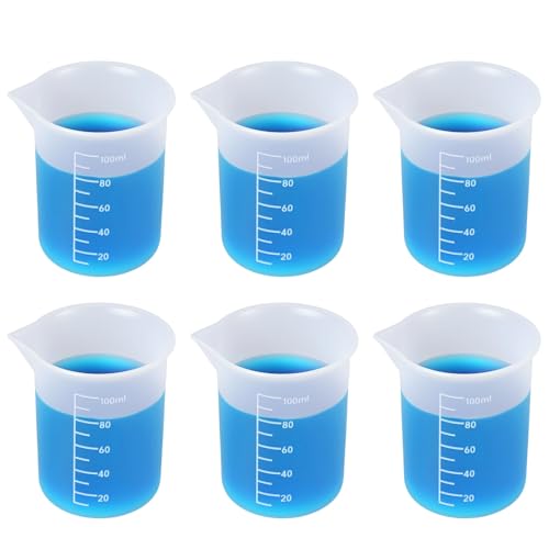 6 Stück Silikon Messbecher 100 Ml, Waschpulver Dosierer, Silikonbecher für Epoxidharz,Waschpulver Messbecher für Heimwerker Basteln, Epoxidharz, Gießformen, Wachsen, Küche von Lusofie