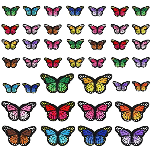 60 Stück Bügelflicken Schmetterlings Aufnäher Patches zum Aufbügeln 2 Größen Bestickte Bügelbilder Reparatur Patches für Kleidung Kleider Hüte Vorhänge Jeans Handtaschen DIY Handwerk Mädchen von Lusofie