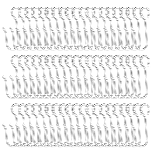 60 Stück Curtain Hooks Edelstahl Metall Gardinen Haken zum Einhängen S-förmig Kleine Schienen Gardinenhaken Passend für Deckengardinenschienen Tägliche Aufbewahrung zum Aufhängen von Lusofie