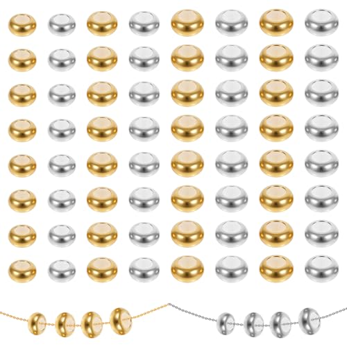 64 Stück 5/6/7/8 Mm Stopper Perlen Mit Gummi Innen Rondelle Für Armband Gold Silber Perlen Messing Abstandsperlen Schieber VerschlüSse Perlenstopper Zur Diy-Schmuck Armband Halskette 64 Stück 5/6/7/8 Mm Stopper Perlen Mit Gummi Innen Rondelle Für Armband Gold Silber Perlen Messing Abstandsperlen Schieber VerschlüSse Perlenstopper Zur Diy-Schmuck Armband Halskette von Lusofie