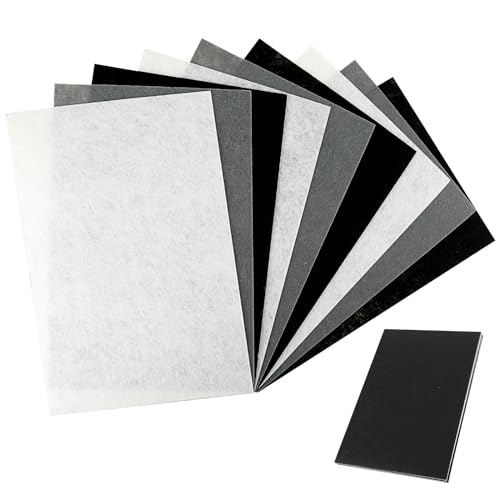 9 Stück 30x20cm Bastelfilz, Vlies Filz Zum Basteln, Weicher Filzstoff, 1mm Filzplatten, Wollfilz für Diy Filzmatte Nähprojekt Party Dekorationen (Schwarz+Weiß+Grau) von Lusofie