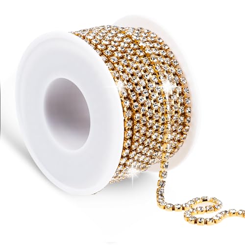Gold Strassband 10yards 3mm Glänzendes Glitzerband Dekoration Strassband zum Nähen Basteln Kleidung DIY Nähen Schmuck Gold Strassband 10yards 3mm Glänzendes Glitzerband Dekoration Strassband zum Nähen Basteln Kleidung DIY Nähen Schmuck von Lusofie