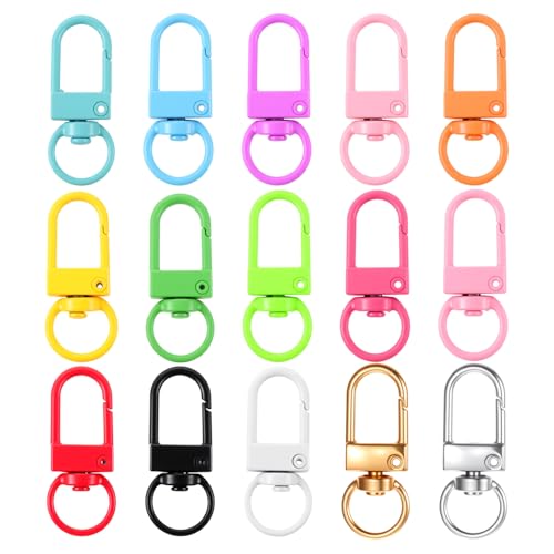 Karabinerverschlüsse, drehbare Karabinerhaken, Karabinerverschlüsse für Schlüsselanhänger, Geldbörsen, Riemen, Hundemarken, Reißverschluss-Schmuck und handgefertigte Bastelprojekte, 45 Stück Karabinerverschlüsse, drehbare Karabinerhaken, Karabinerverschlüsse für Schlüsselanhänger, Geldbörsen, Riemen, Hundemarken, Reißverschluss-Schmuck und handgefertigte Bastelprojekte, 45 Stück von Lusofie